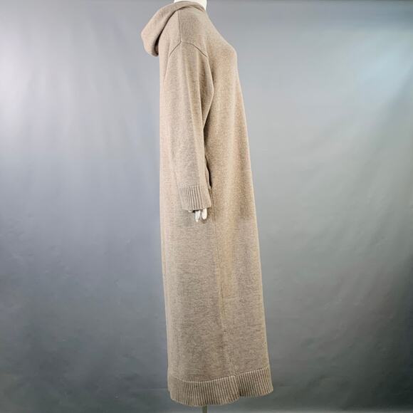 THE ROW Size M/L Ieva Heather Beige Cashmere Knit Hooded Maxi Dress - Picture 3 of 7